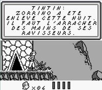 une photo d'Ã©cran de Tintin - Le Temple du Soleil sur Nintendo Game Boy